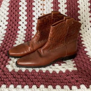 Brown woven booties